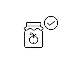 Apple jam and checkmark. Farmer products safety and healthcare. Pixel perfect, editable stroke vector icon