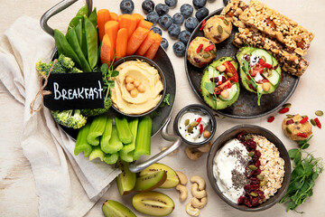 Healthy vegan snacks concept.