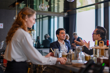Businessperson are meeting at night club.