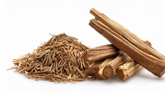 Muira Puama Herbal Tea Dried Plant Natural Potency Wood Medicinal Benefits White Background