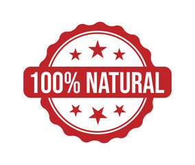 100 percent natural stamp sign, logo, badge, icon, sticker, label, emblem, stamp, symbol isolated illustration.