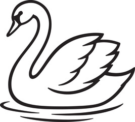 line art swan animal vector