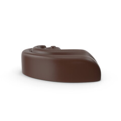 Smooth dark chocolate with decorative swirl and wave pattern isolated on transparent background , 3D PNG
