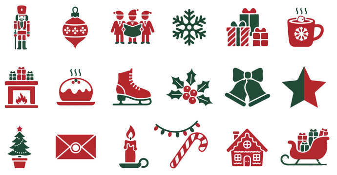 Festive Christmas Icons Set: Holiday Season Celebration Graphics