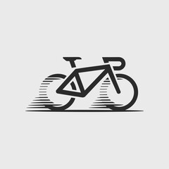 Dynamic Speed Bicycle Icon &ndash; Minimalist Motion Graphic Cycling and Transport Logo Vector Design