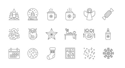 Festive Holiday Icons Collection of Christmas and Winter Symbols