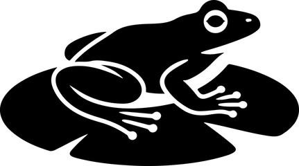 frog sitting on lily pad silhouette vector illustration