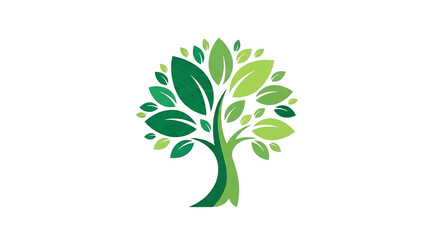 Fototapeta premium Stylized Vibrant Green Tree Logo with Leafy Canopy