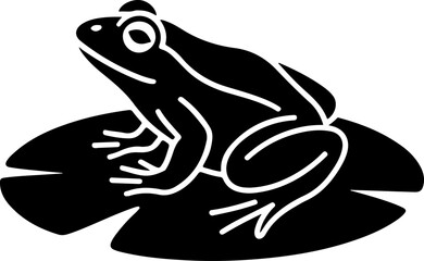 frog sitting on lily pad silhouette vector illustration