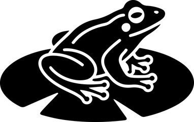 frog sitting on lily pad silhouette vector illustration