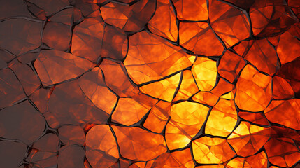 Abstract texture of molten or forged metal surface, glowing orange-red, high contrast, hot industrial atmosphere