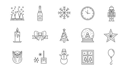 Fototapeta premium Collection of Christmas and Winter Season Outline Icons