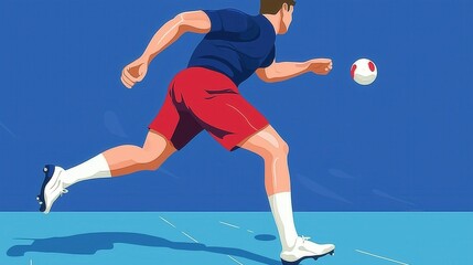 Soccer Player Running After the Ball