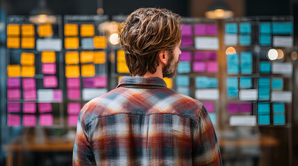 Creative Planning with Sticky Notes" | "Organized Brainstorming Session" | "Productivity Through Visual Planning