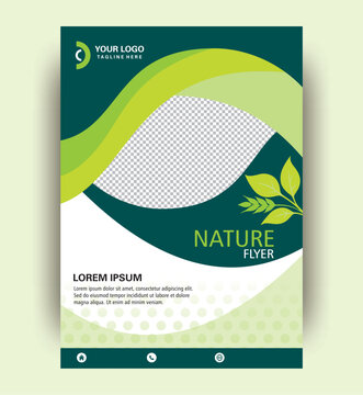 Nature Theme Flyer Template with Green Leaves | Customizable Design