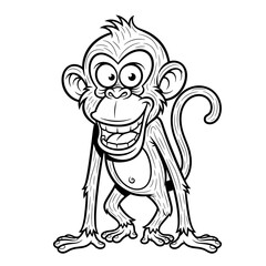 Obraz premium Cartoon monkey character standing and smiling happily 