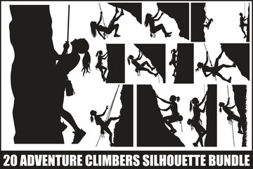 Adventure Climbers Silhouette Set