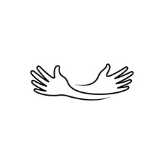 logo or icon of hugging hands with simple line design style
