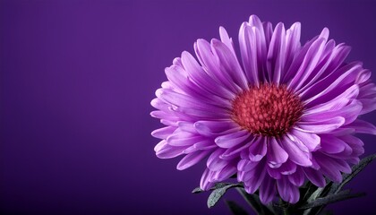 Obraz premium Purple Aster Flower On Deep Violet Background