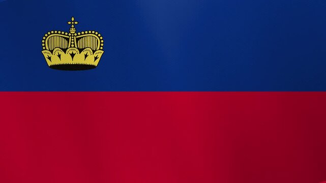 The national flag of the Principality of Liechtenstein, featuring horizontal blue and red stripes with a golden crown.