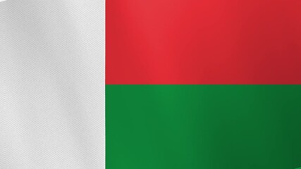 The flag of Madagascar, a rectangular tricolor with white, red, and green colors.
