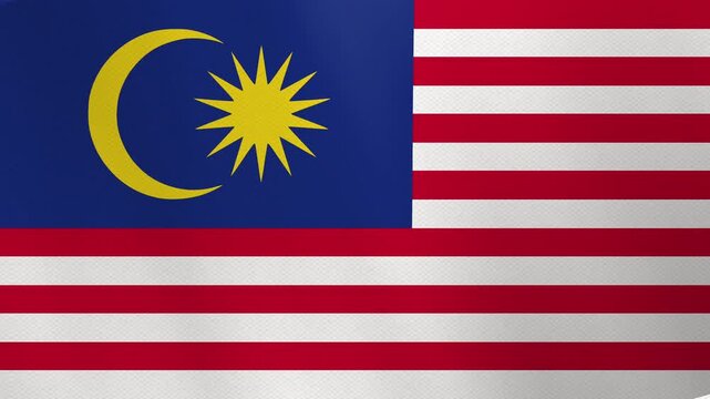The national flag of Malaysia, known as the Jalur Gemilang, featuring red and white stripes with a blue canton.