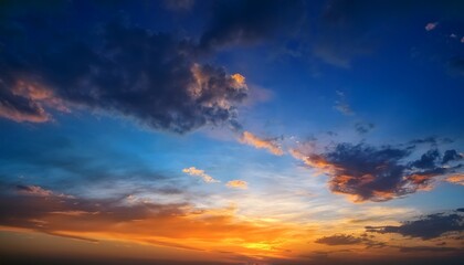 Fototapeta premium Sunset Sky In Orange And Blue Blackground