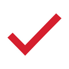 red check mark, isolated tick symbols on white background.