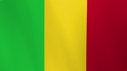 The national flag of Mali, a vertical tricolor of green, yellow, and red. - Powered by Adobe
