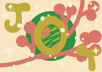 Festive Joy Illustration with Berries and Sparkles