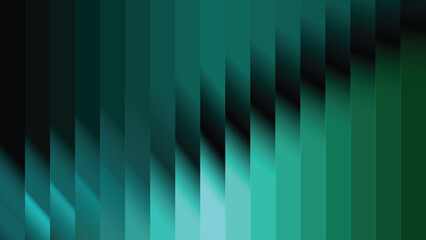 Modern geometric background with angular 3D stripes and shadow effects in shades of teal and green.