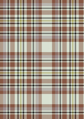 Plaid fabric pattern, blue, brown, cream, seamless for textiles, and for designing clothes, skirts or decorative fabrics. Vector illustration.