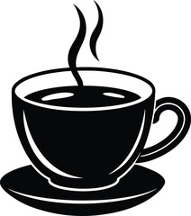 Simple black coffee cup silhouette icon design