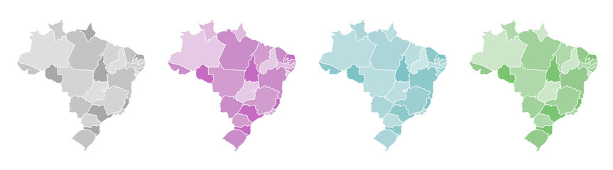 Colorful Map of Brazil with Administrative Regions