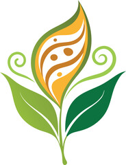 Abstract floral doodle leaf with swirls. Decorative nature silhouette vector isolated.