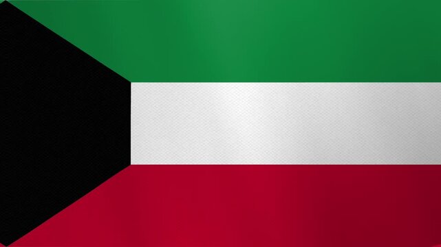 The flag of Kuwait, a horizontal tricolor with a black trapezoid on the hoist side.