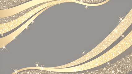 Luxury gold glitter background with elegant wavy lines and sparkles
