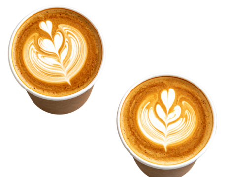  Latte Art Collection – Takeaway Coffee Cups Flat Lay PNG