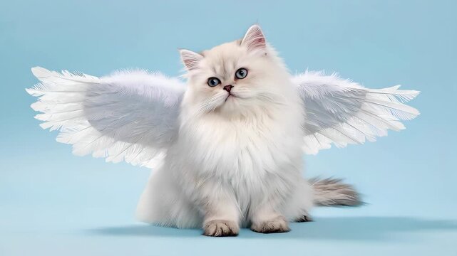 White cat with wing decorations