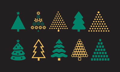 Obraz premium Collection of Stylized Christmas Trees for Holiday Celebrations