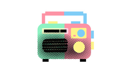Obraz premium Retro Pixel Art Radio: Nostalgic Audio Device.