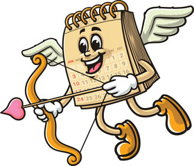 Calendar mascot cartoon is becoming cupid