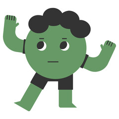 Playful Blue Monster Minimal Art
