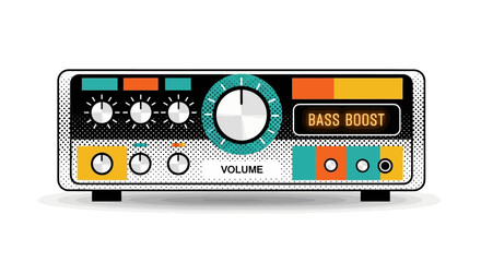 Retro Audio Amplifier with Bass Boost and Volume Control.