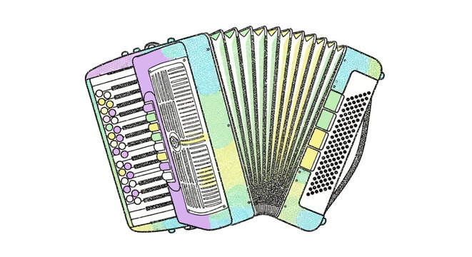 Colorful Accordion Illustration on White Background.