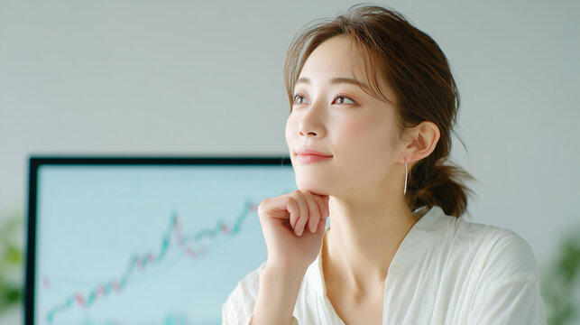 投資を考える若い女性のライフプランイメージ