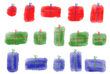 Digital gezeichnete Geschenke im Aquarell Stil 