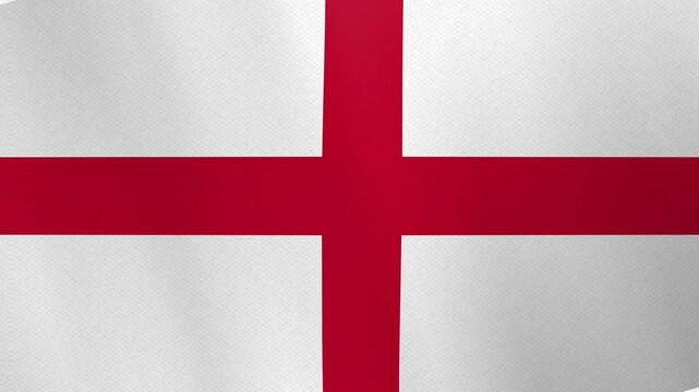 The flag of England. Realistic waving animation. Standard color. Seamless 4K video footage. Detailed cloth texture, natural