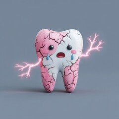 Crying,Cracked Tooth with Electrical Pain Symbolism