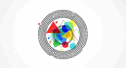 Abstract Geometric Composition with Colorful Shapes.